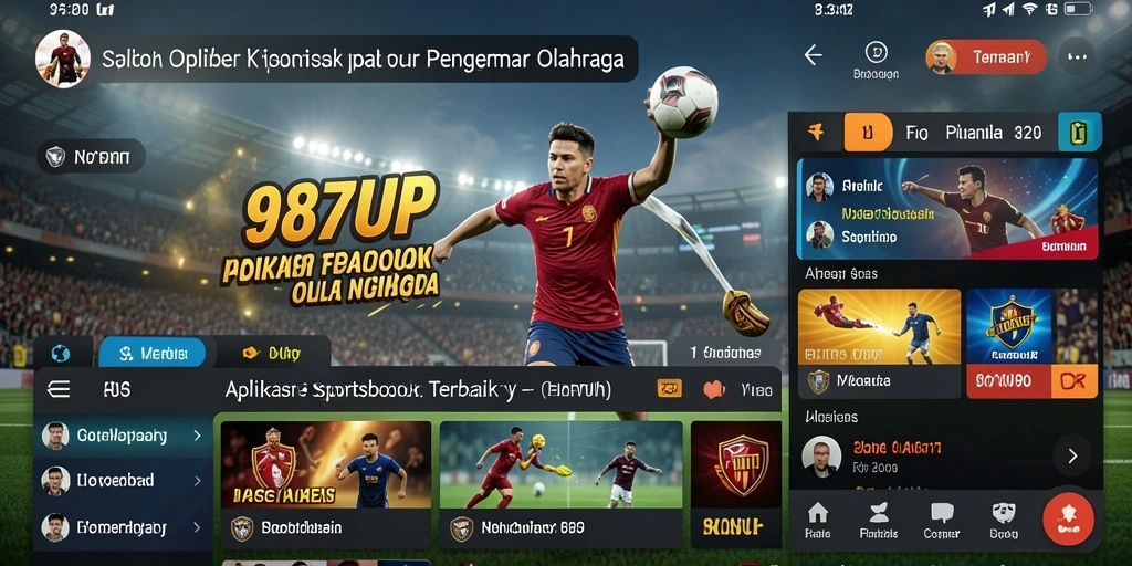 Tampilan antarmuka aplikasi 987UP dengan berbagai opsi taruhan olahraga.