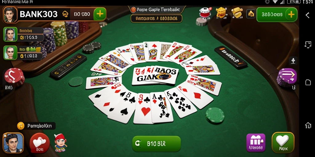Tampilan screenshot utama BANK303 menampilkan gameplay Gaple yang seru.