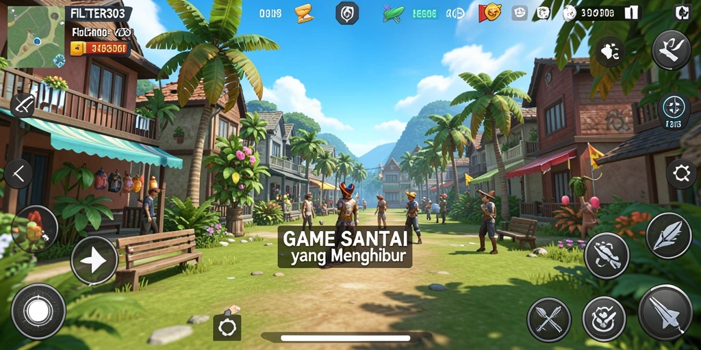 Tampilan gameplay FILTER303 yang menyenangkan dan penuh warna.