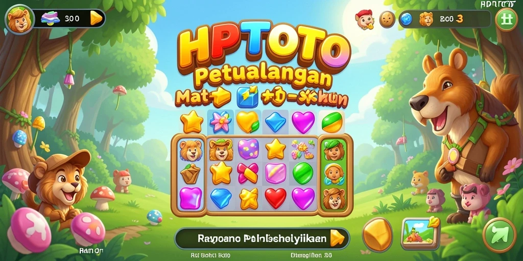 Tampilan gameplay HPTOTO saat mencocokkan objek berwarna-warni.