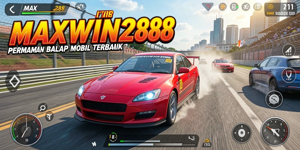 Tampilan gameplay balap mobil yang mendebarkan di MAXWIN288.