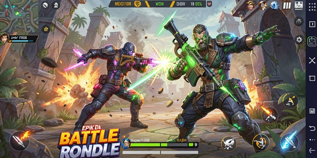 Tangkapan layar menampilkan aksi mendebarkan di MDG188 Battle Royale.