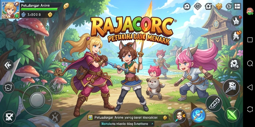 Tampak aksi seru dalam gameplay RAJACORC dengan karakter Anime.