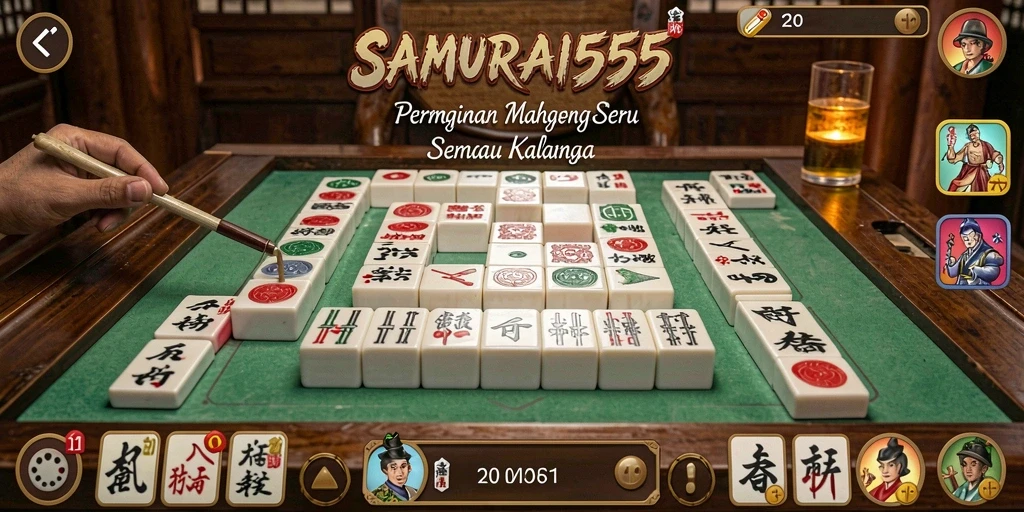 Screenshot gameplay SAMURAI555 menampilkan aksi Mahjong yang seru.