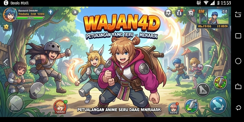 Tampilan gameplay WAJAN4D yang penuh petualangan anime.