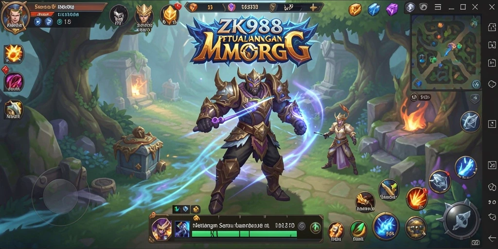 Tampilan gameplay ZK988 dengan aksi bertarung seru di dunia MMORPG.